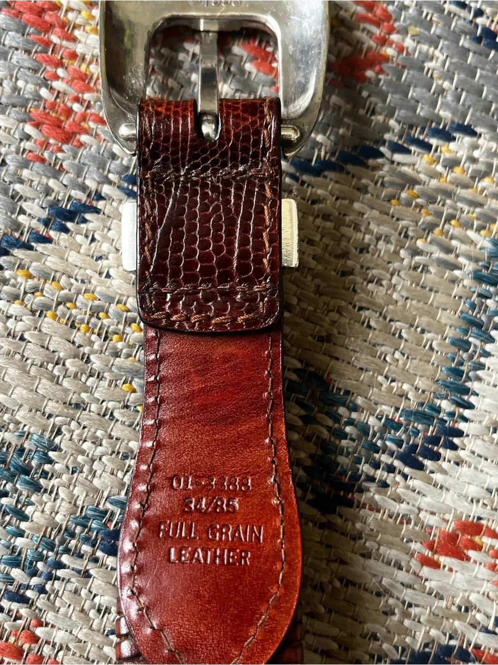 Handcrafted Woven Chestnut Brown Leather Belt with Polished Buckle Unbranded